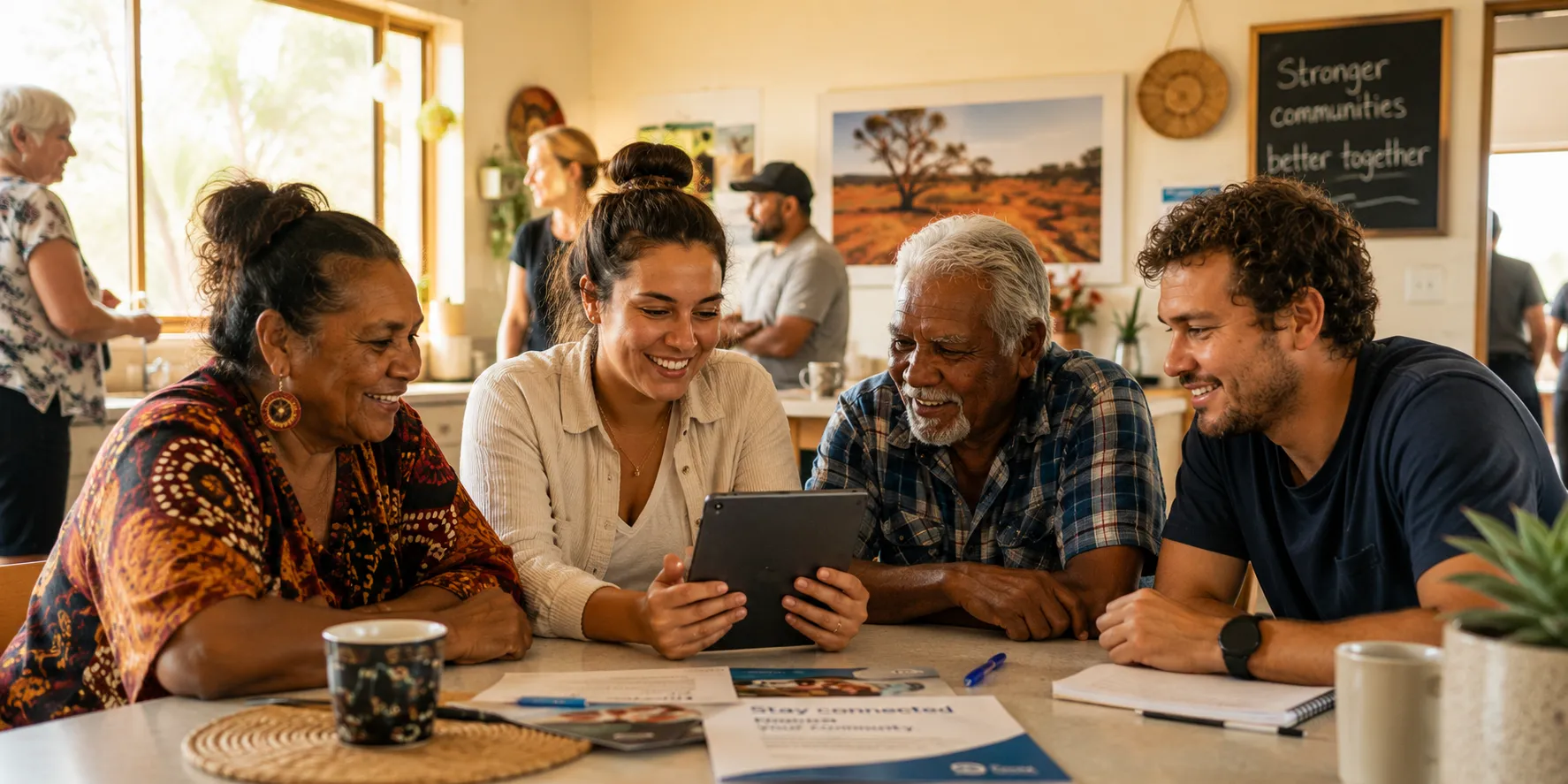 Community members discovering local energy benefits